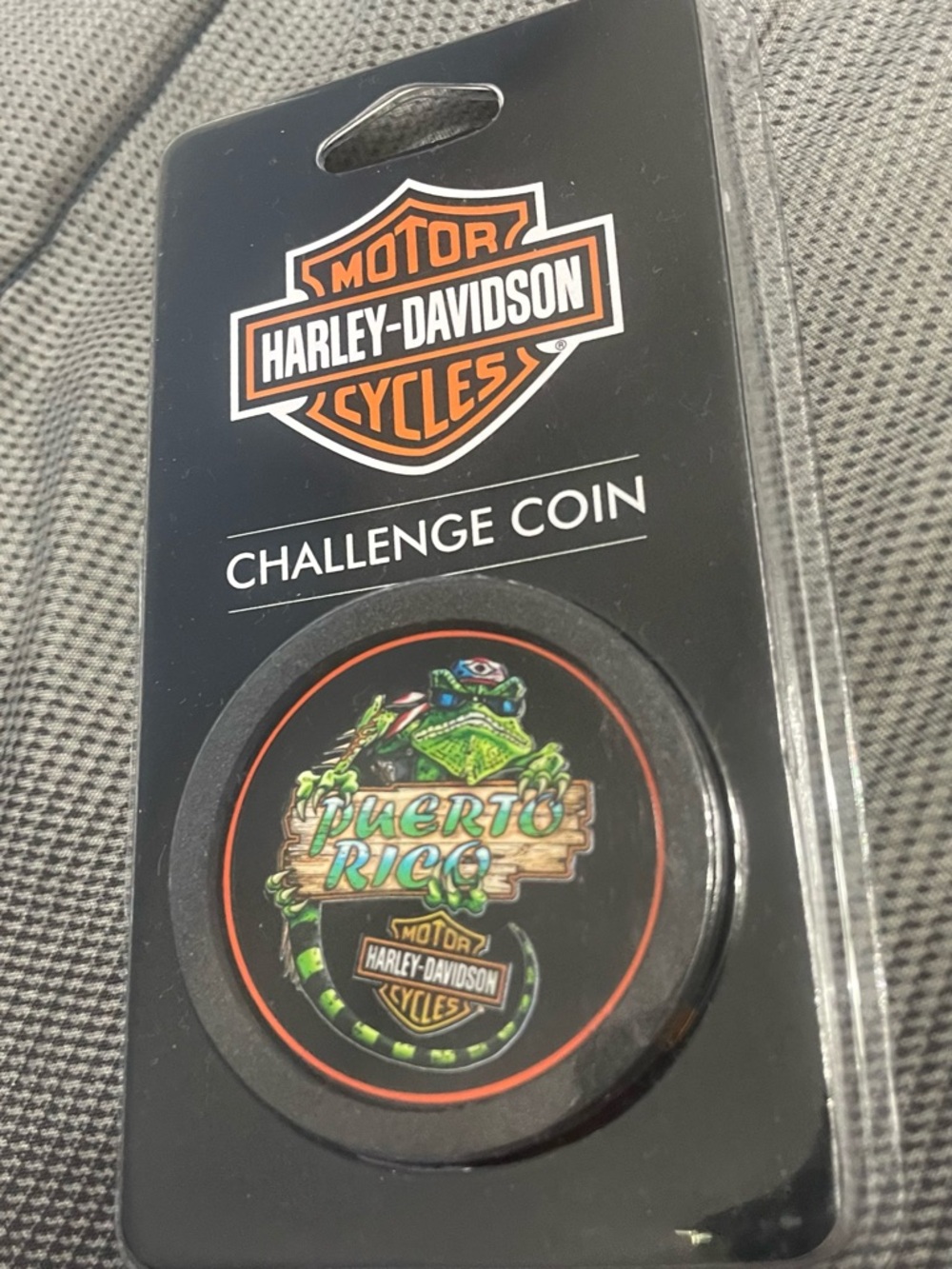 Harley-Davidson Black Coin with Green & Blue Old San Juan Scene Mean Muggin